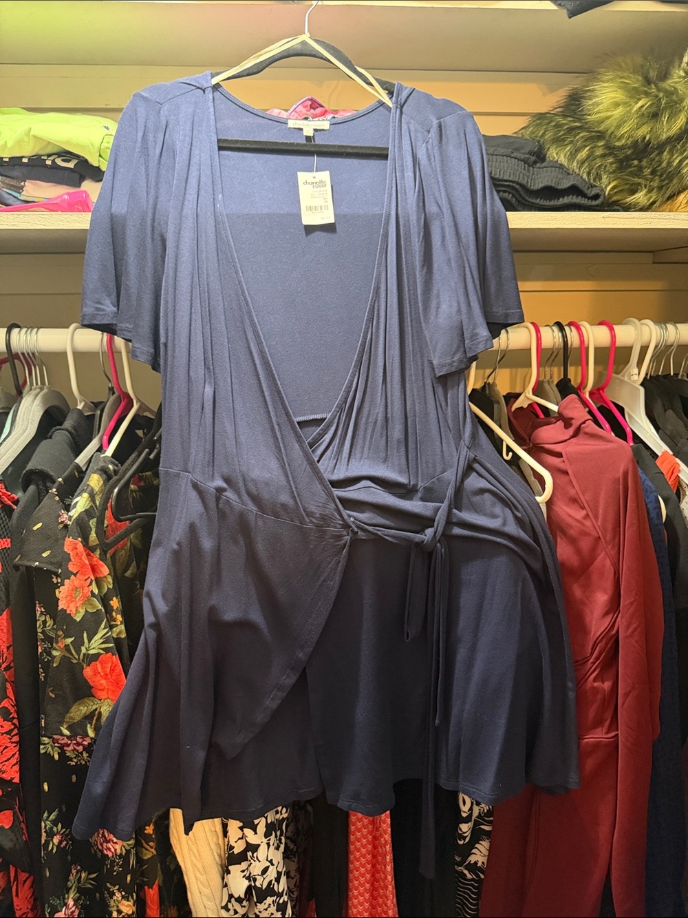 Cloud 9 Blue Wrap-Style Women's Dress